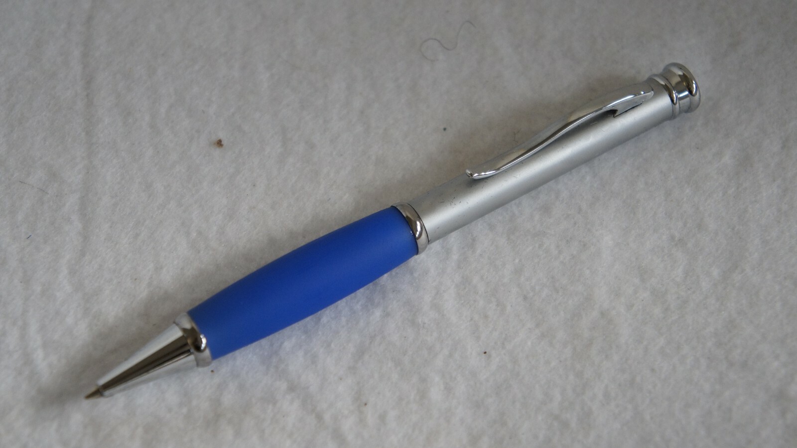 Metal Barrel Ballpoint Pen w/ Light Blue rubber grip New