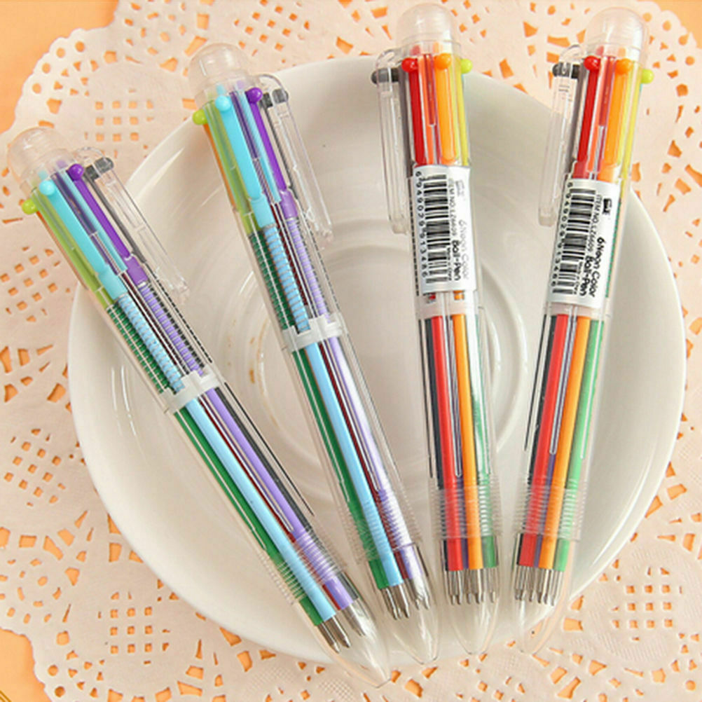 Wholesale 10PCS Multi-color 6 in 1 Ballpoint Pens Kids School Office Pen Supply