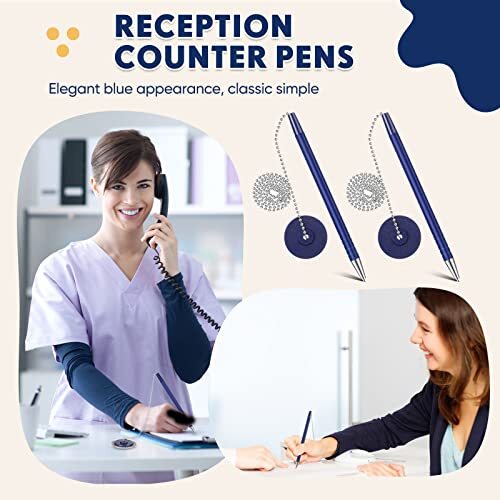 6 Pcs Secure Pen with Adhesive Pen Chain and Security Pen Holder for Home Office