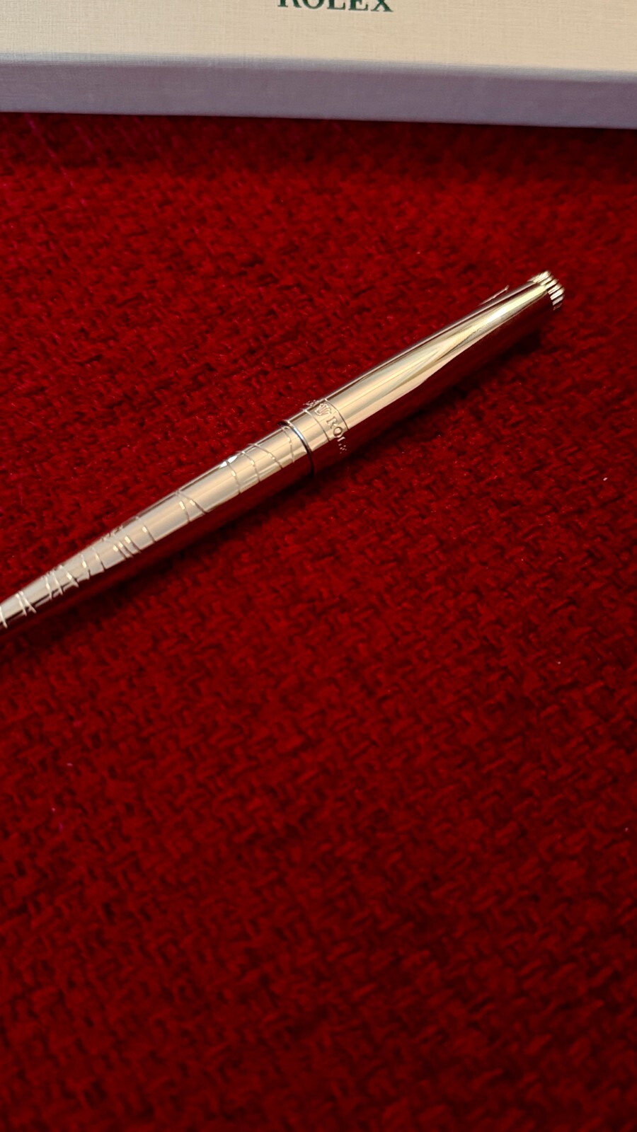 NEW Rolex Silver Scribe Platinum Wave Cut Ballpoint Pen, Refillable, AD VIP Gift