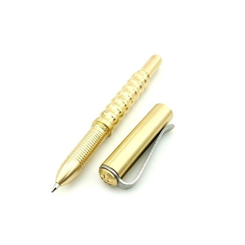 Retro Solid Brass Pocket Ballpoint Pen Signature Pen Portable Outdoor EDC Pen