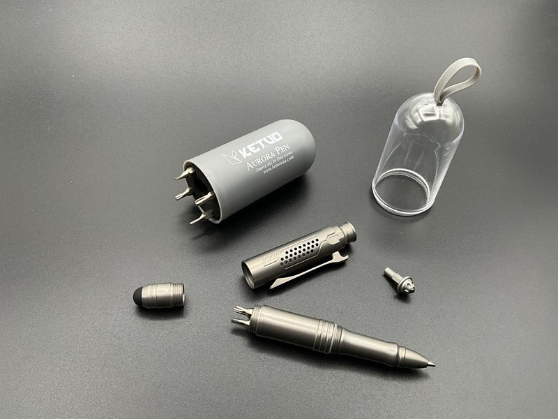 Ketuo Aurora Multi Function Pen Gray Writes Black Streamlined Stores Hex Bits