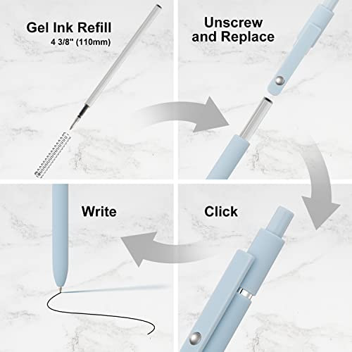 12 Pack Cute Gel Pens, Retractable Quick Dry Gel Ink Pen, Fine Point 0.5mm