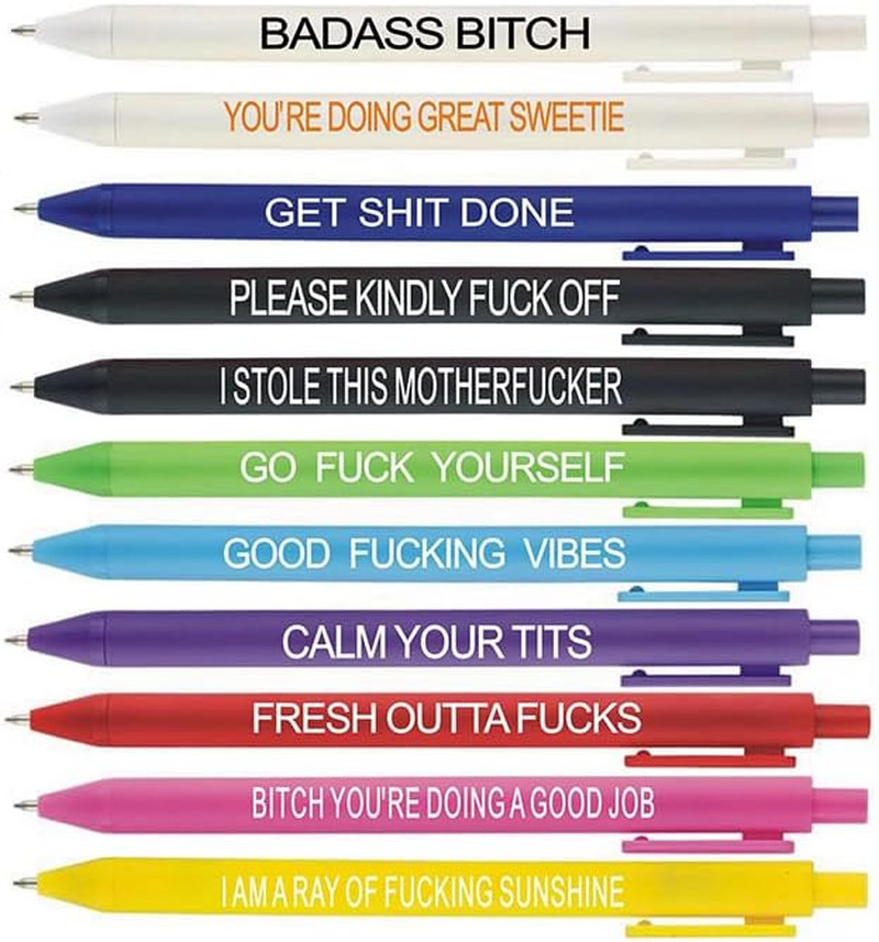 11Pcs Funny Pens Set for Adults Swear Word Daily Ballpoint Pen Premium Novelty