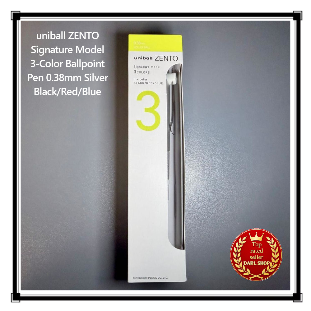 uniball ZENTO Signature Model 3-Color Ballpoint Pen 0.38mm Silver Black/Red/Blue