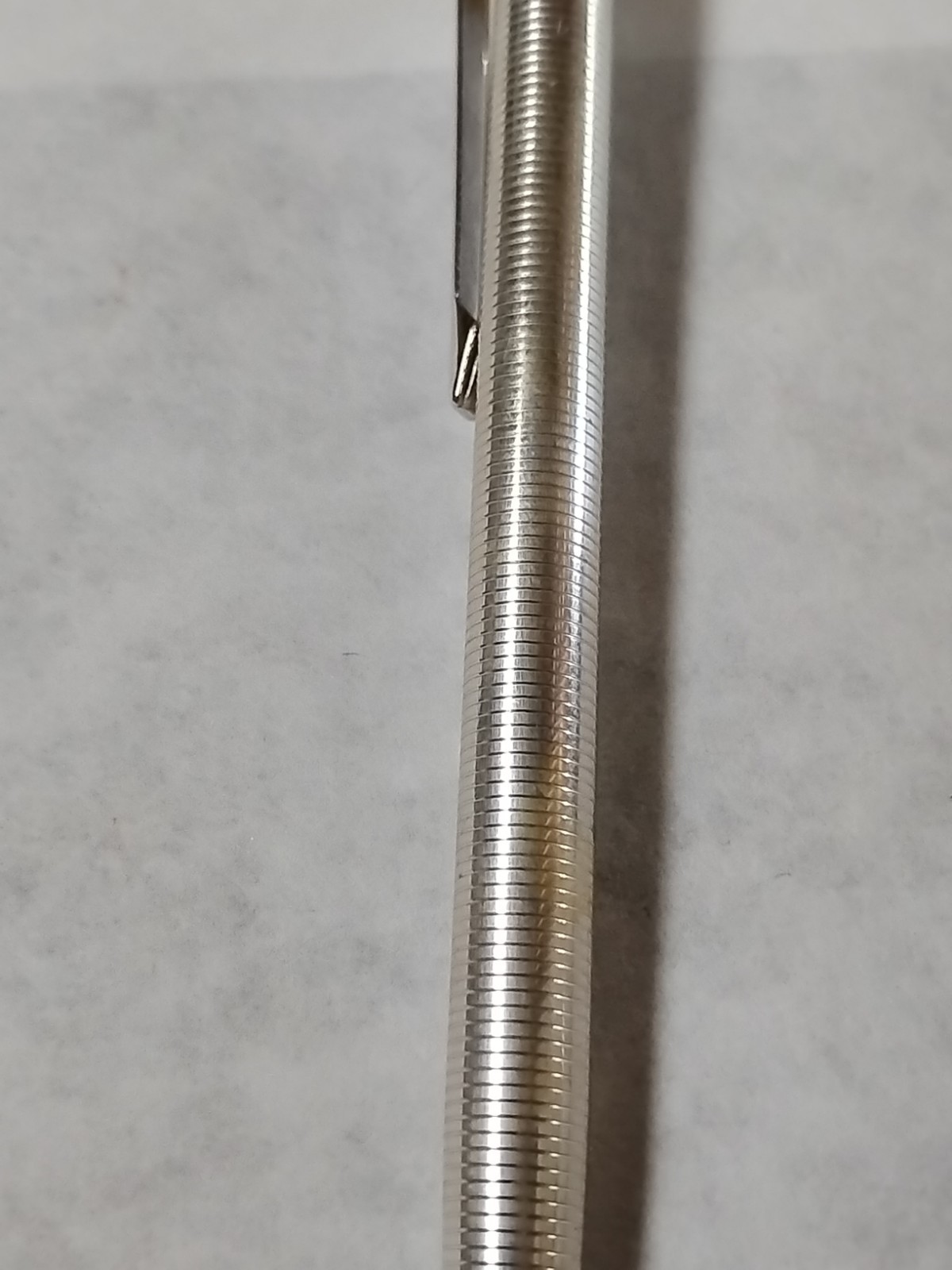 VTG Slim Ribbed Sterling Silver Ballpoint Pen NOS Tested-Works In Original Case