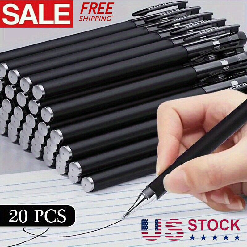 20PCS Ball Point Pens BLACK Gel Ink Pen Smooth Writing – 0.5mm Nib – Best Price⚡
