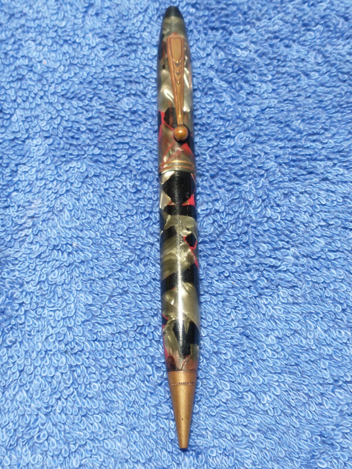 PARKER PARKETTE VINTAGE CELLULOID MECH PENCIL BLACK SILVER COLLECTIBLE ANTIQUE