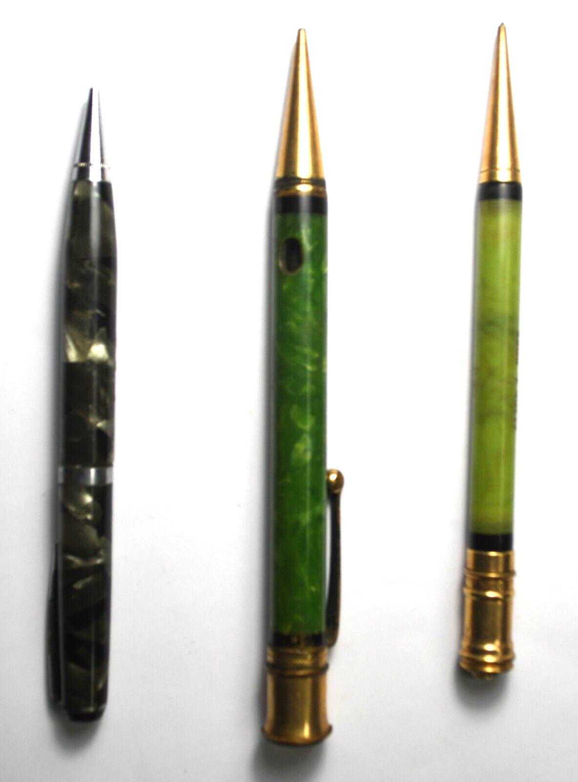 3pc Vintage Parker Mechanical Pencil Lot Green Marble