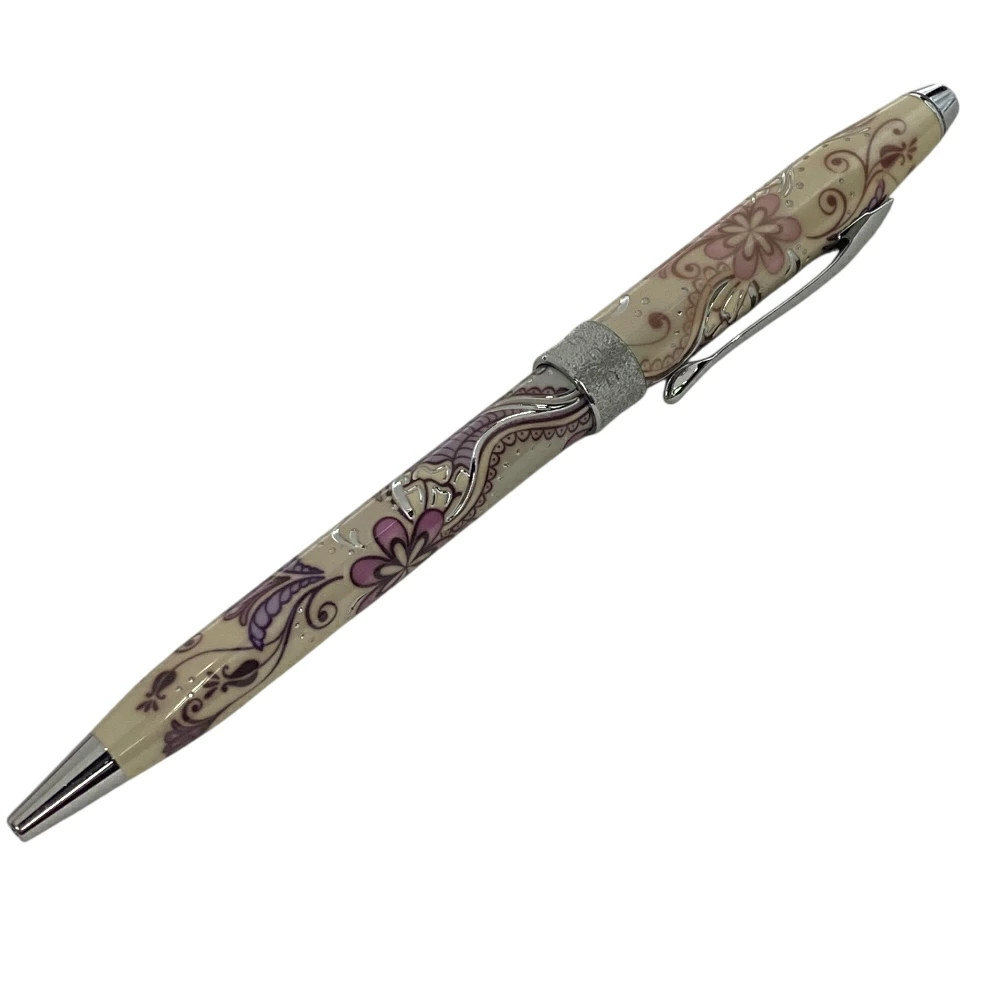 Cross Botanica Ballpoint Pen Botanical Pattern Silver Pink Purple Twist