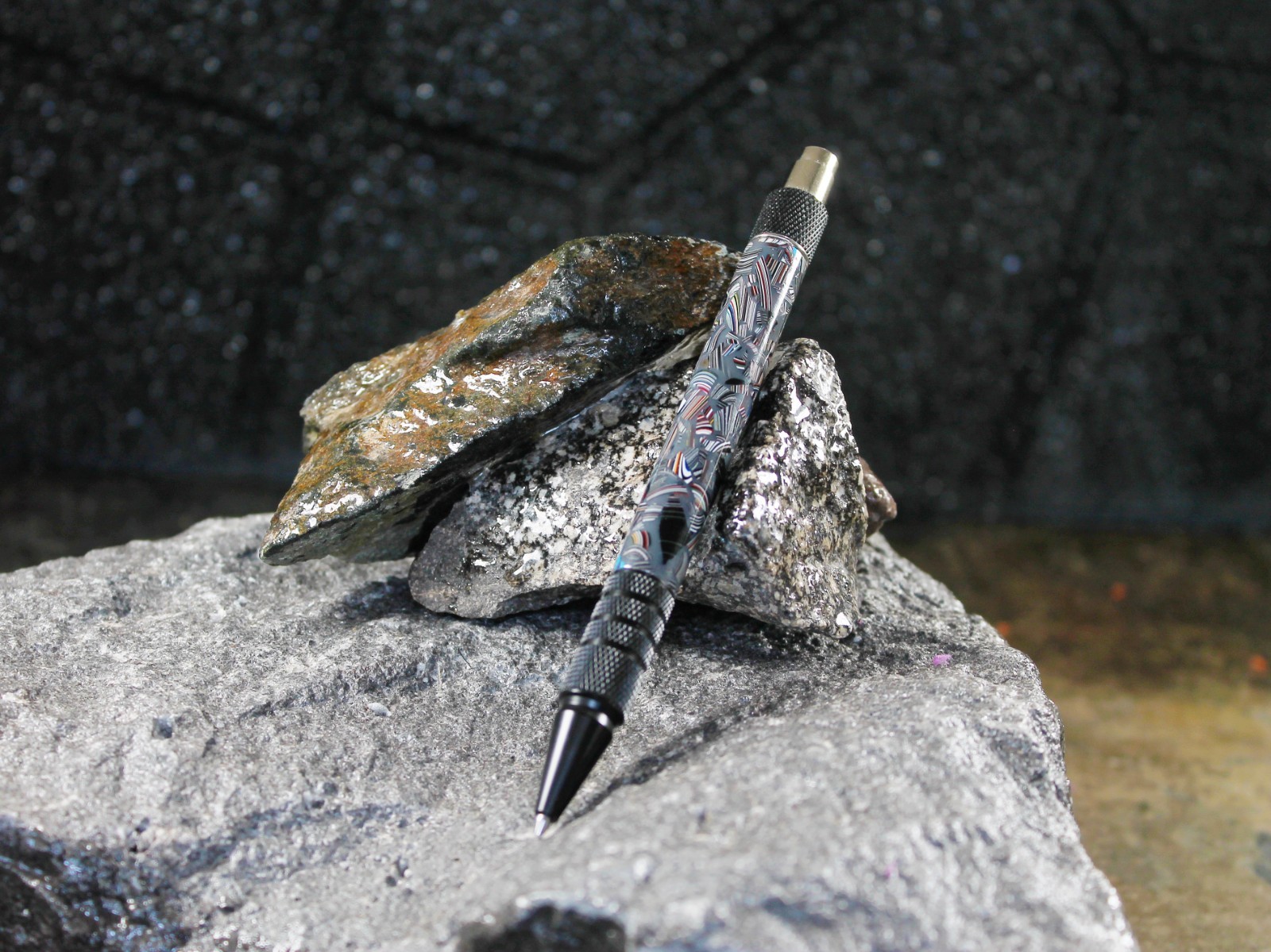 Fordite and Resin Pen – Grey/Black (P-074)