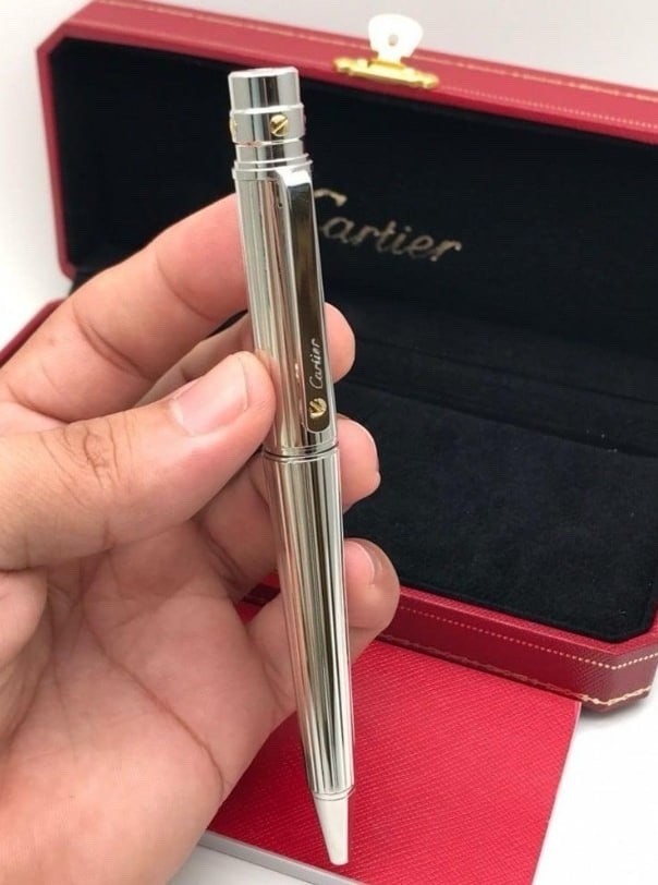 Cartier Ballpoint Pen Santos Silver Trim Luxury 2026 Full Box Gift New Set Boxed