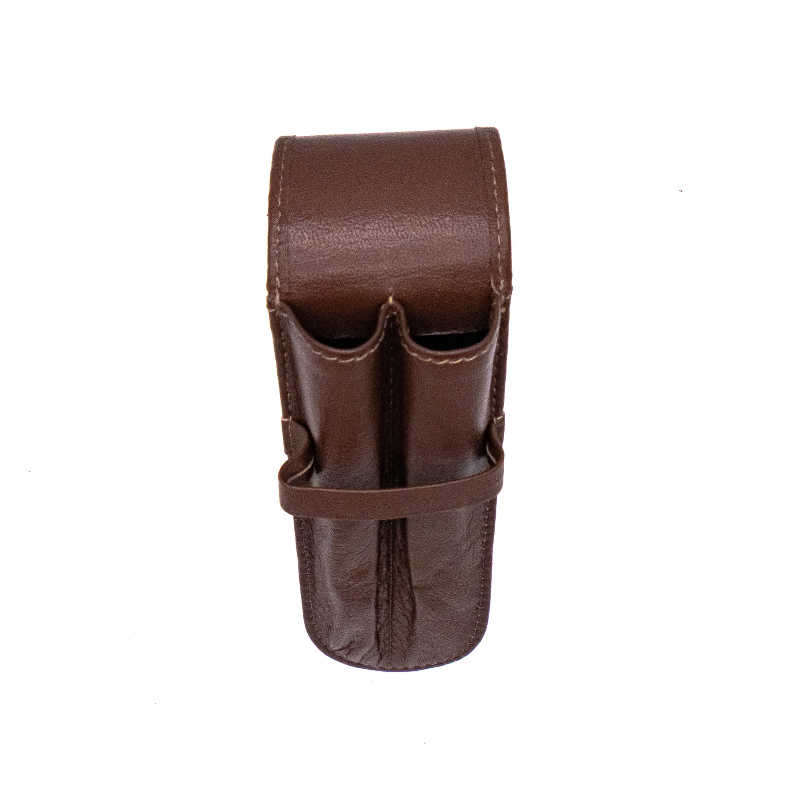 Double Genuine Leather Pen Case, Holds Ballpoint, Rollerball or Fountain Pens