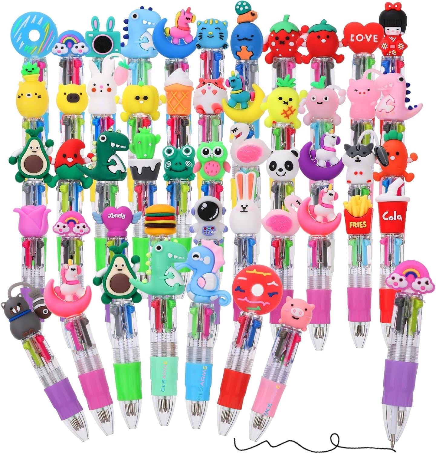 48 Packs Multicolor Pen in One, 4-In-1 Fun Pens for Kids Cute Pens Bulk End of Y
