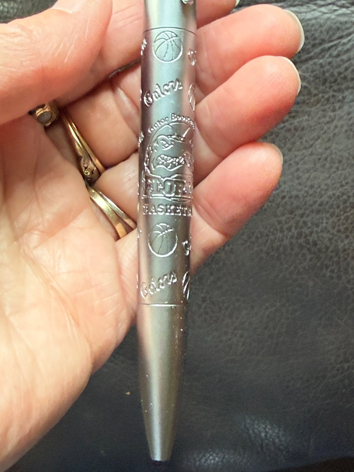 Corona series Bettoni UF Gators basketball ballpoint pen satin silver finish