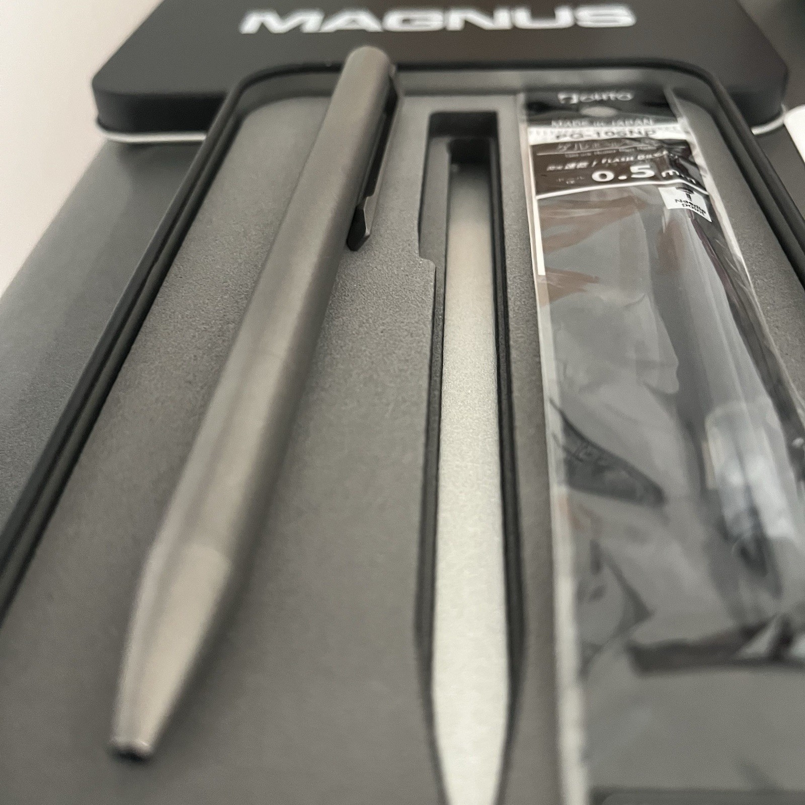 Magnus ClickShift Titanium Pen Stonewash Finish Black Ink w/ OHTO Refill