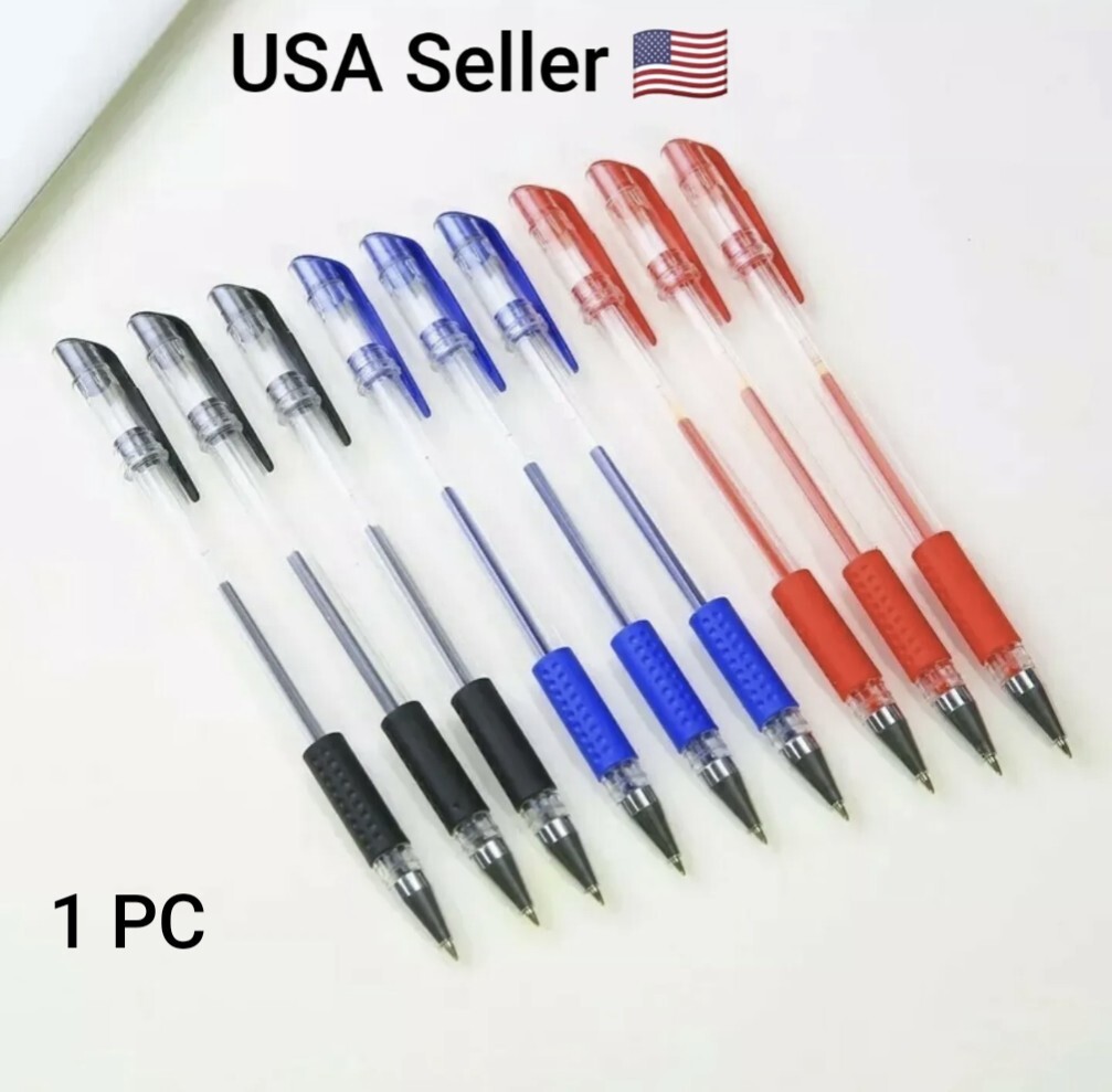 1PC Gel Pen 0.5mm Black/Blue/Red Ink Bullet Nose/ Needle Roller Pen Cap Pulling