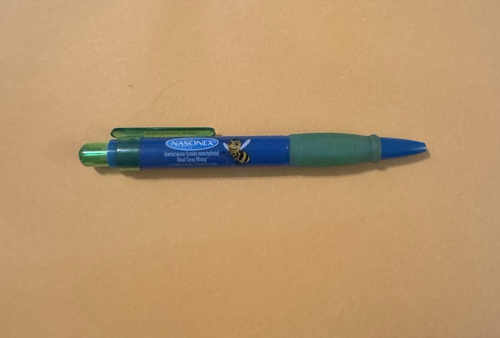 Nasonex Retractable Plastic Ballpoint Pen, Rubber Grip, Blue Ink