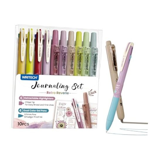 Gel Pens Journaling Highlighters: Journal Set Aesthetic Assorted Color Vintage