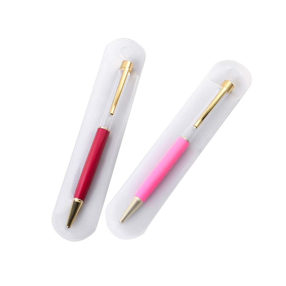 luzen 50Pcs Clear Plastic Pen Pouch Bag Single Pen Sleeve Case Holder Ballpoint
