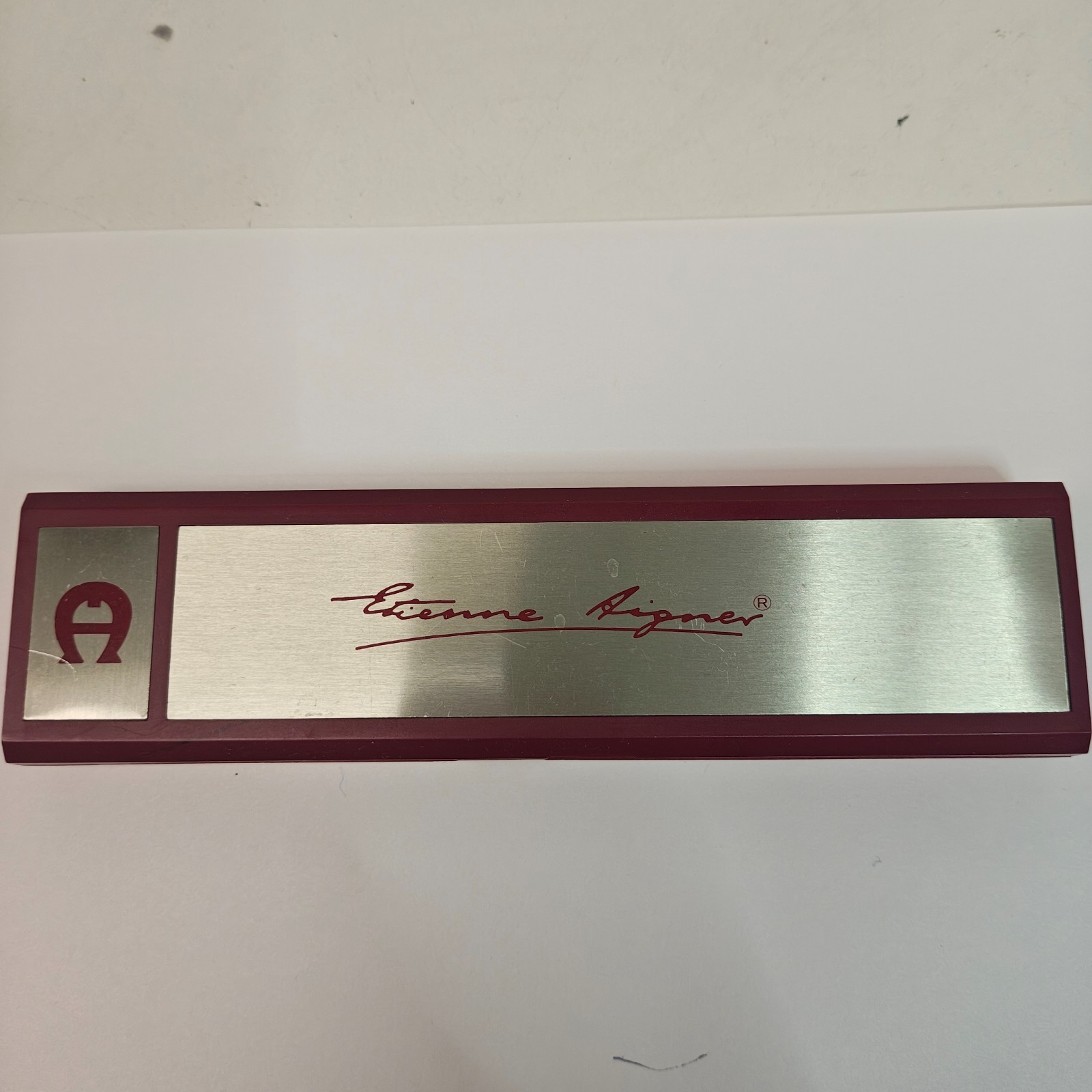 Vintage Etienne Aigner Twist Ballpoint Pen Burgundy Red Gold Trim Taiwan Box