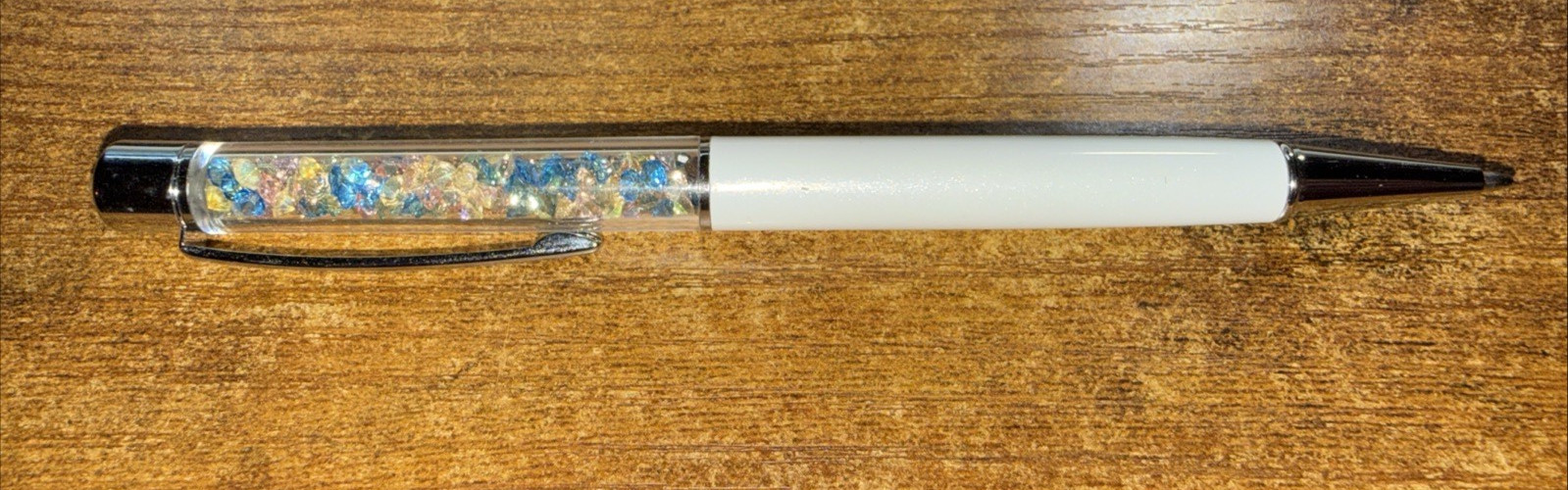 PenGems Pen with Gem – White with Silver Tip
