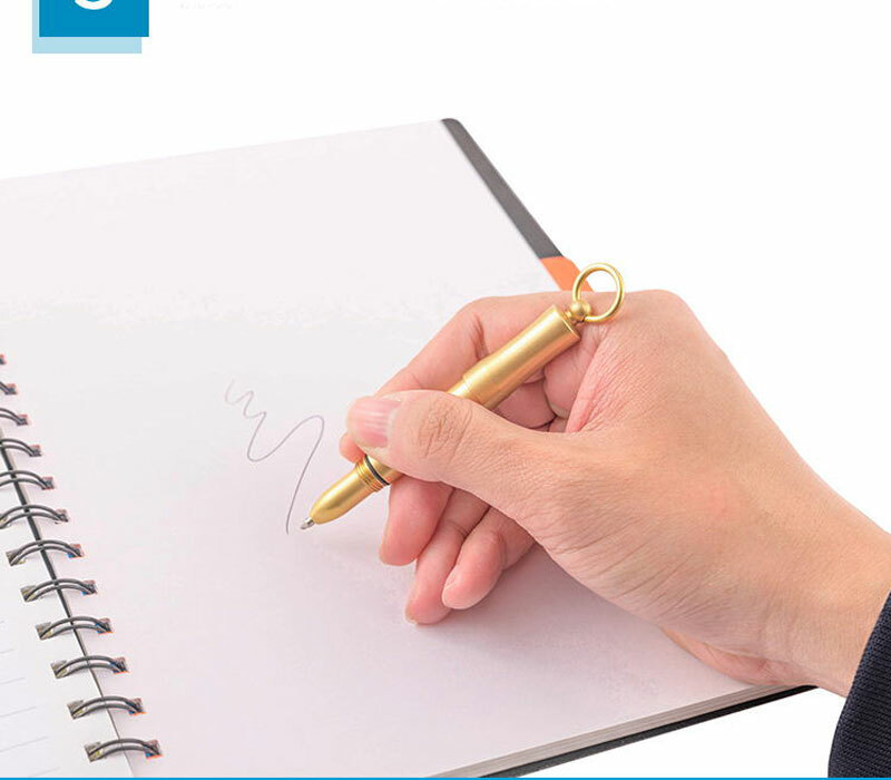 Handmade Mini Brass Pen EDC Outdoor Retractable Key Ballpoint Pen