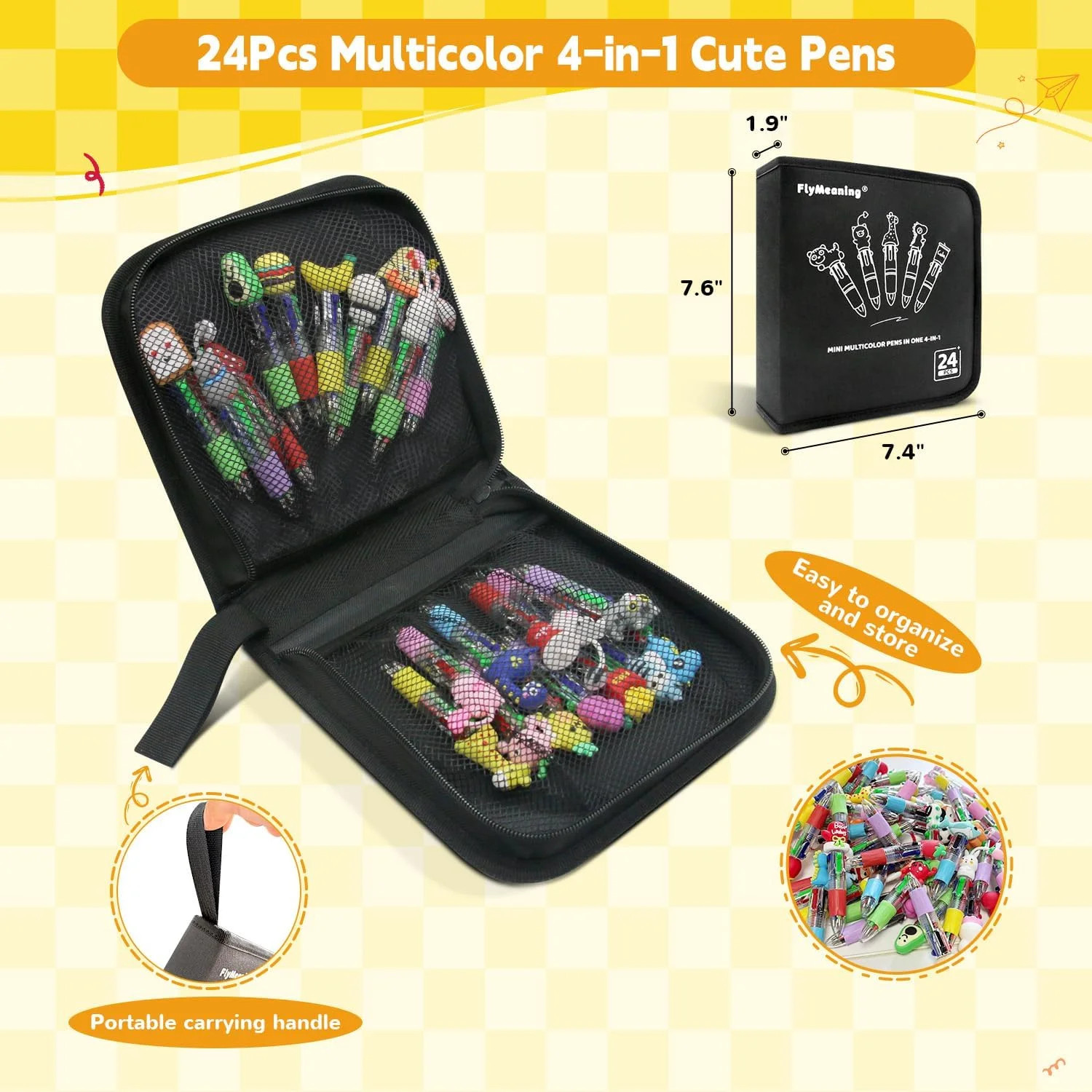 24Pcs Mini Multicolor Pens in One, 4-in-1 Cute Pens Bulk for Party Favors and Bi