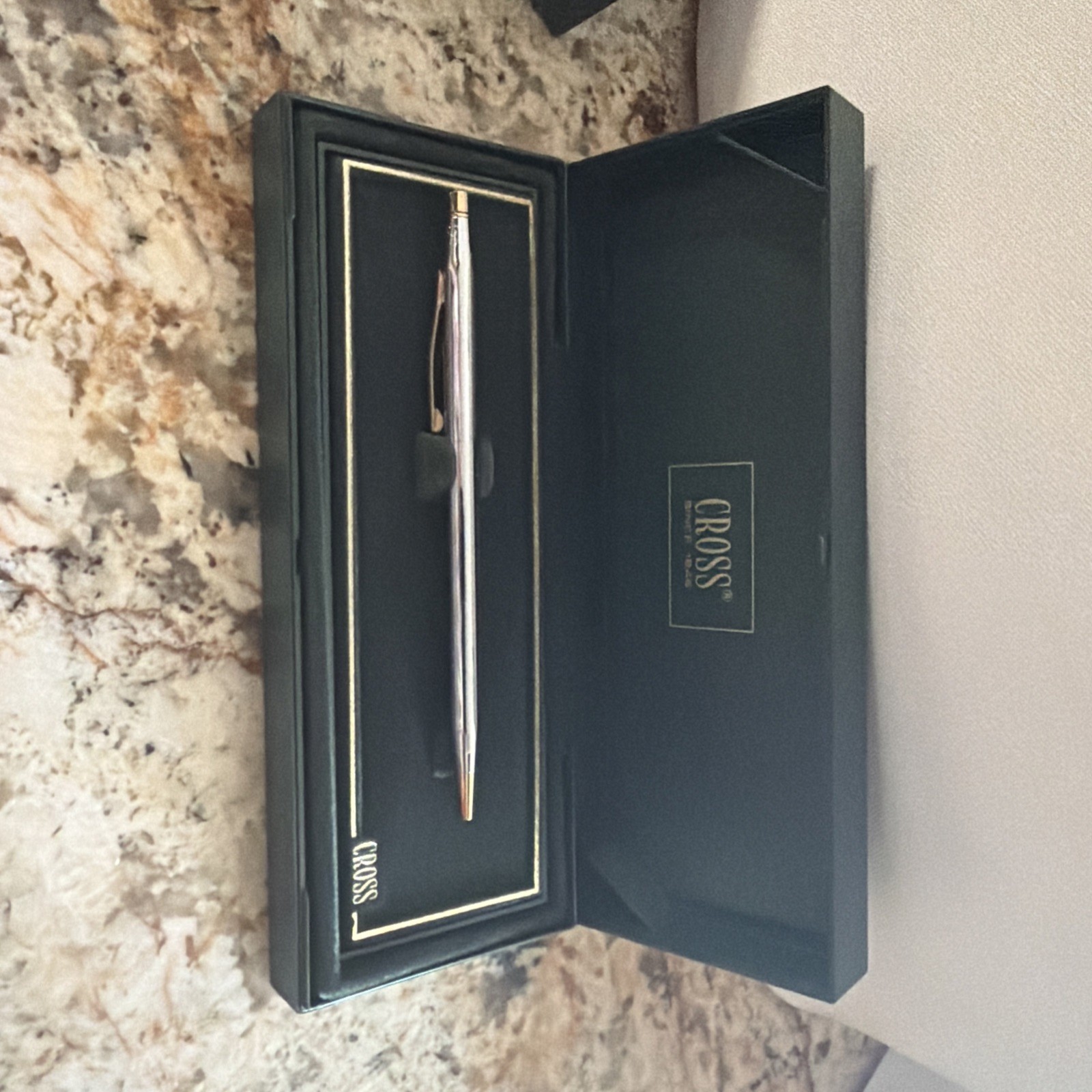 Cross Classic Century Chrome & Gold Accent Twist Ball Point Pen -Engraved