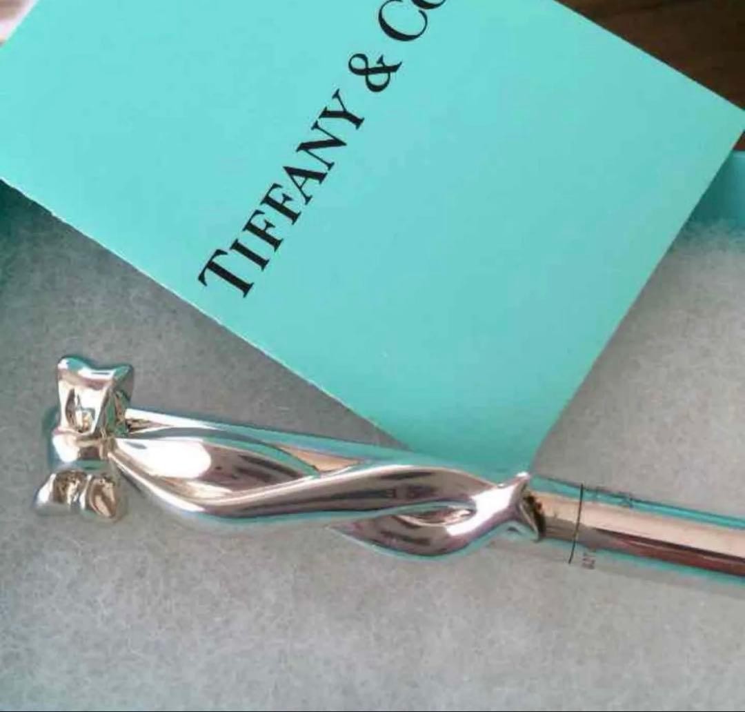 Tiffany & Co. Ballpoint Pen Bow Ribbon Ladies Sterling Silver 925 With Box/Pouch