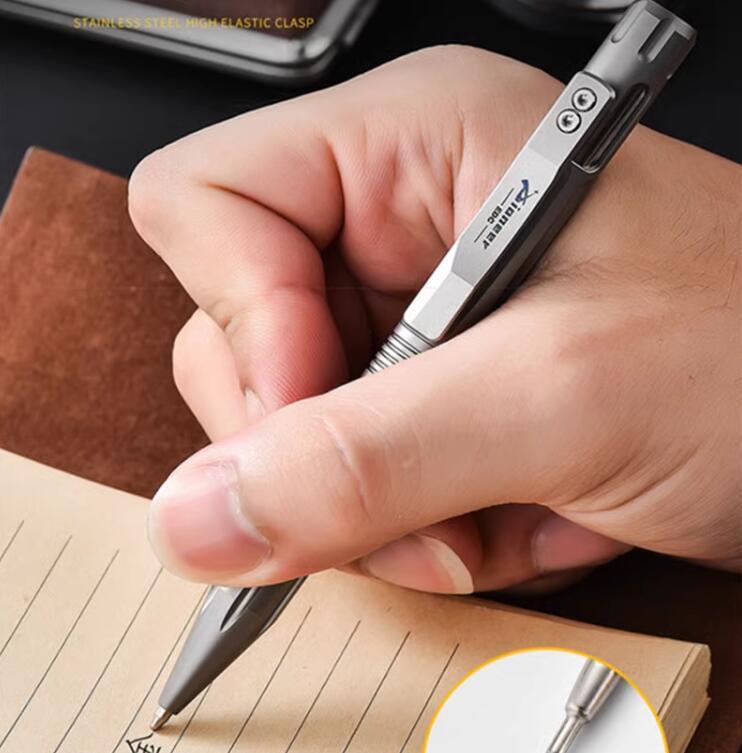 1PC Titanium Ballpoint Pen EDC Pocket Pen Office Business Writing Signature Gift