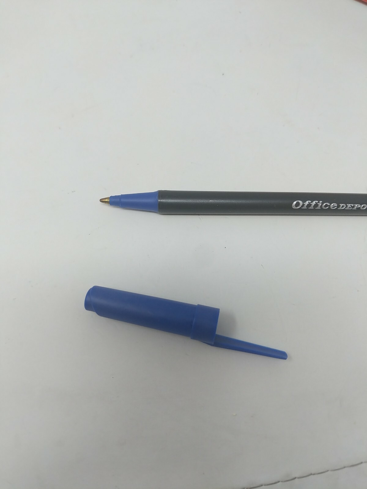 DRY Office Depot 1996 Ball Point Pens Blue Ink Made in USA VTG 1990s Office Prop