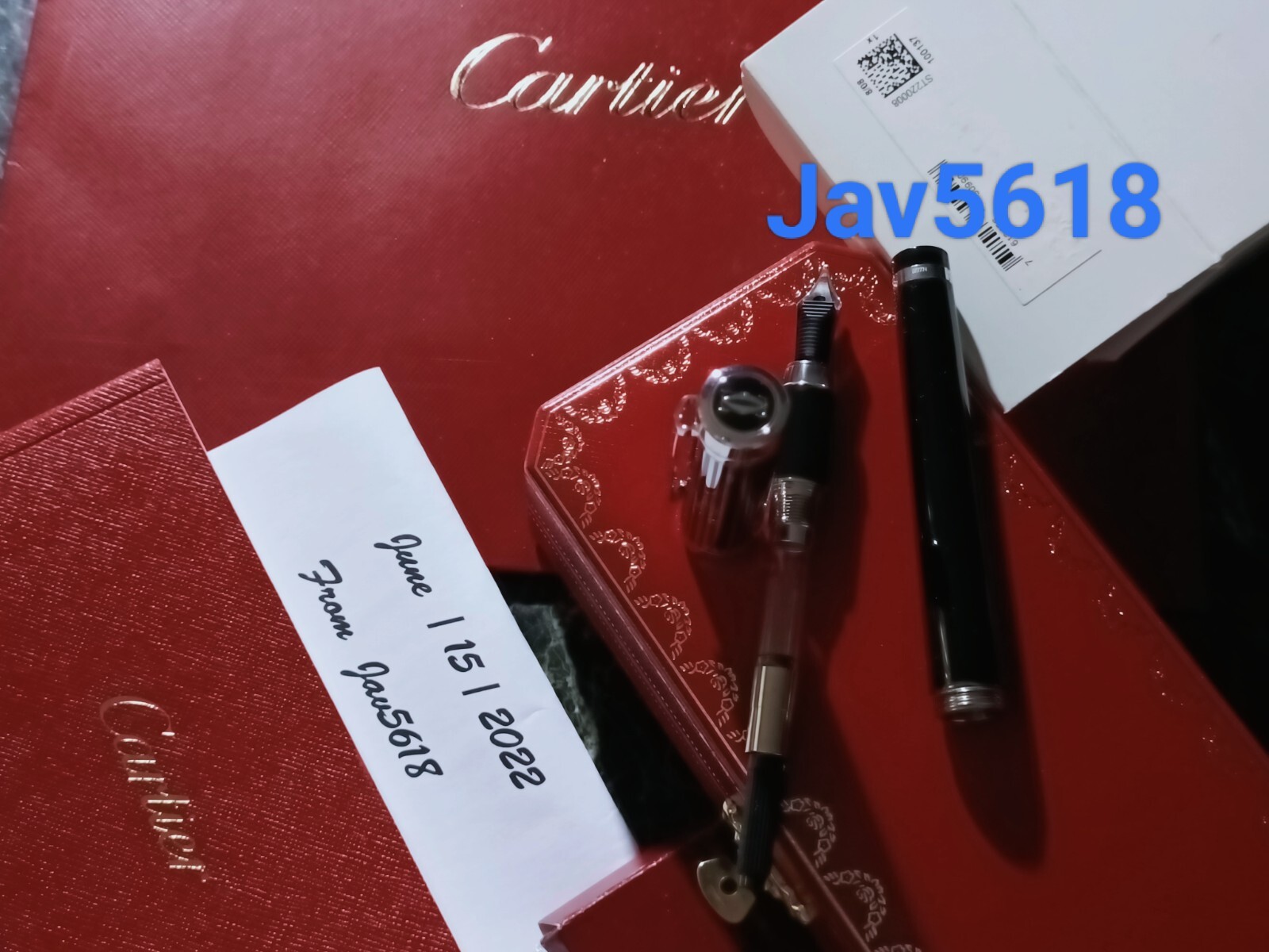 CARTIER PASHA FOUNTAIN PEN PLATINUM 18 kt GOLD NIB LOGO C BARCODE,ART,NEW, ♛♛♛♛