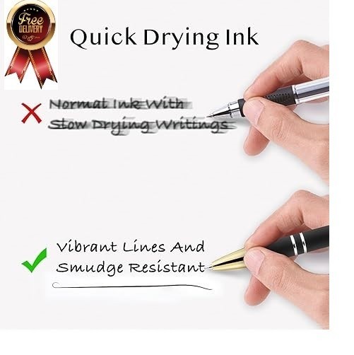 12 Pack Black Gold Ballpoint Pen with Stylus Tip 1.0 Mm Black Ink Smooth Writing