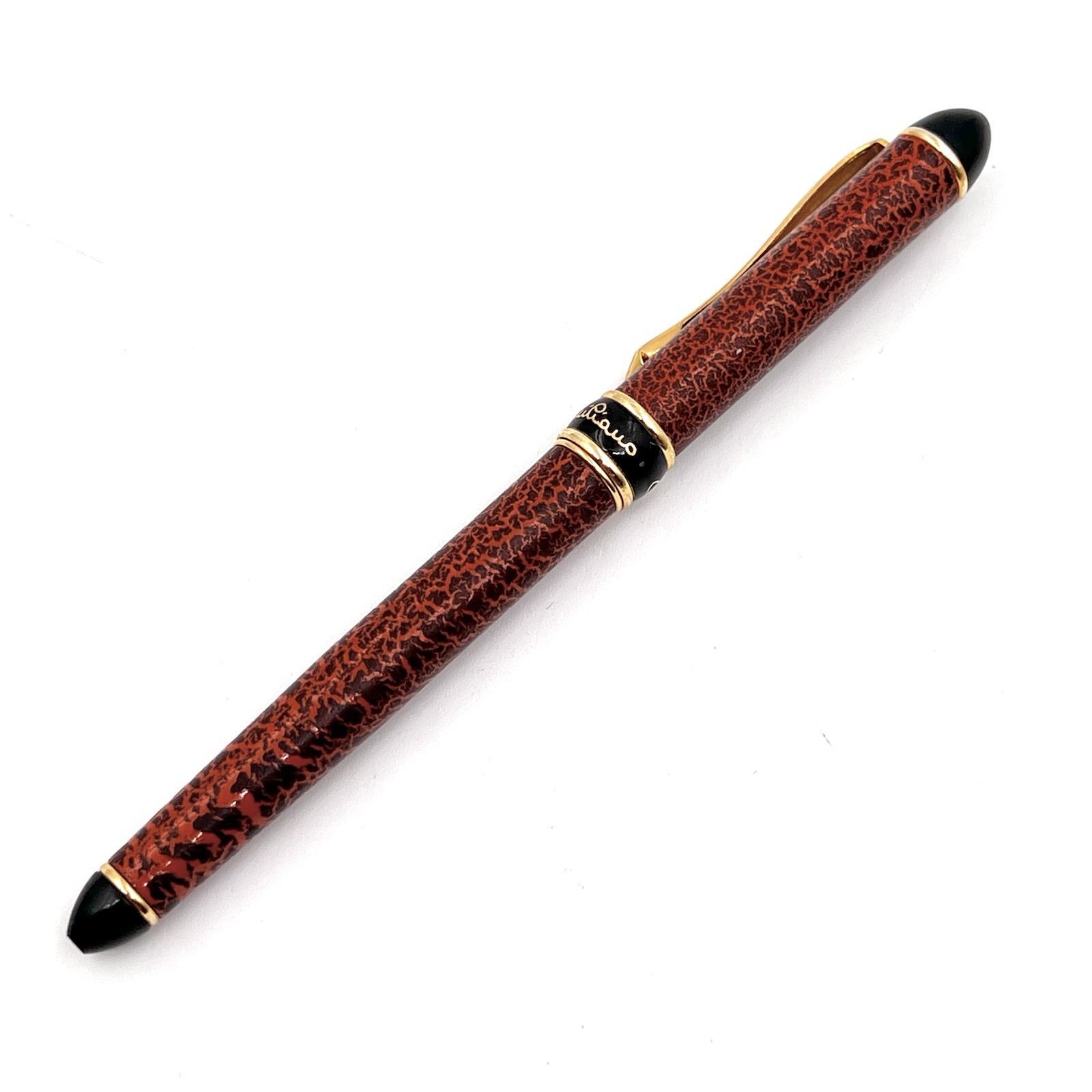 VTG Cesare Emiliano Italy Veined Red-Orange/Brown Ballpoint Pen