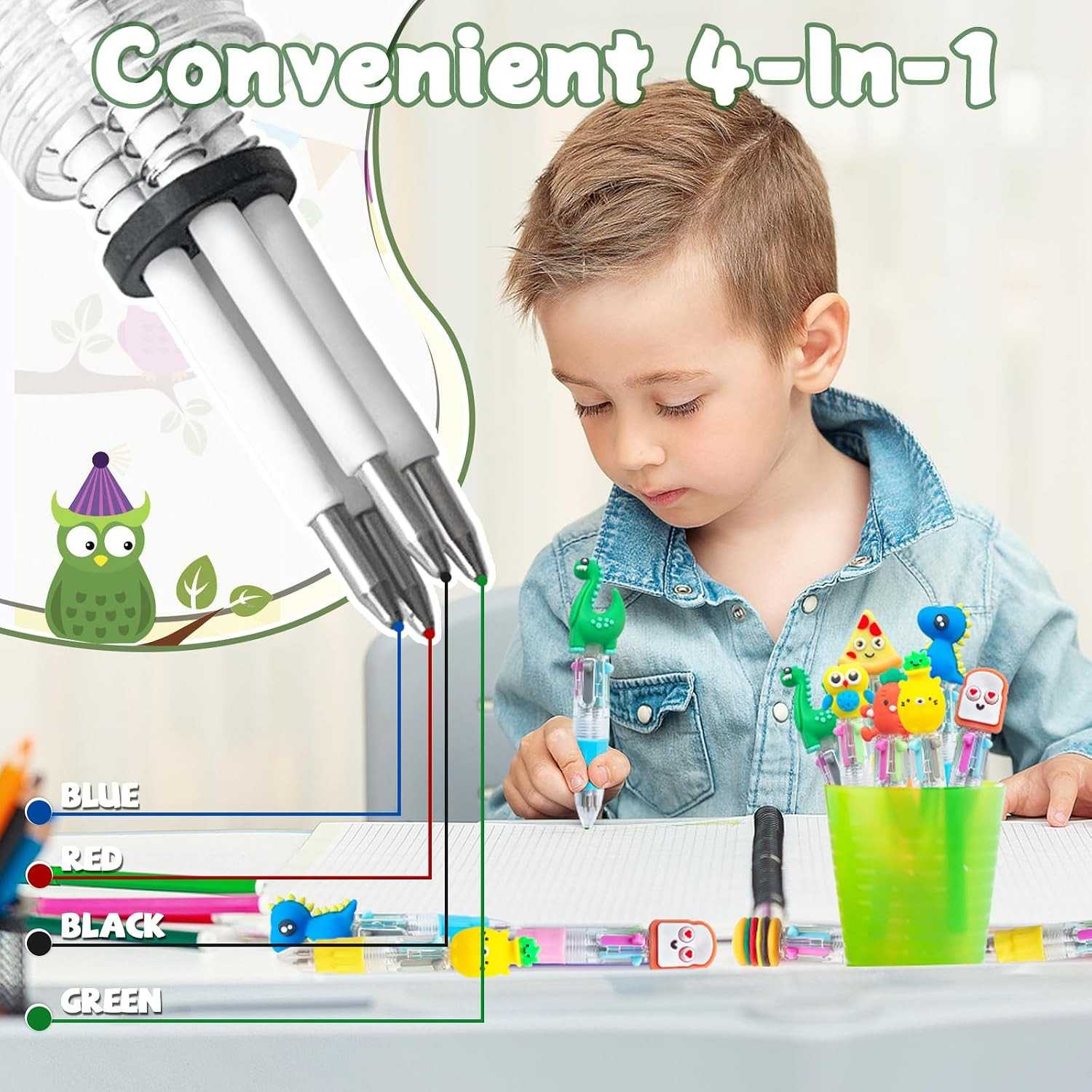 Mini Multicolor Pen in One,4-in-1 Cute Pens for Kids,20 Pcs Ballpoint Pens for C