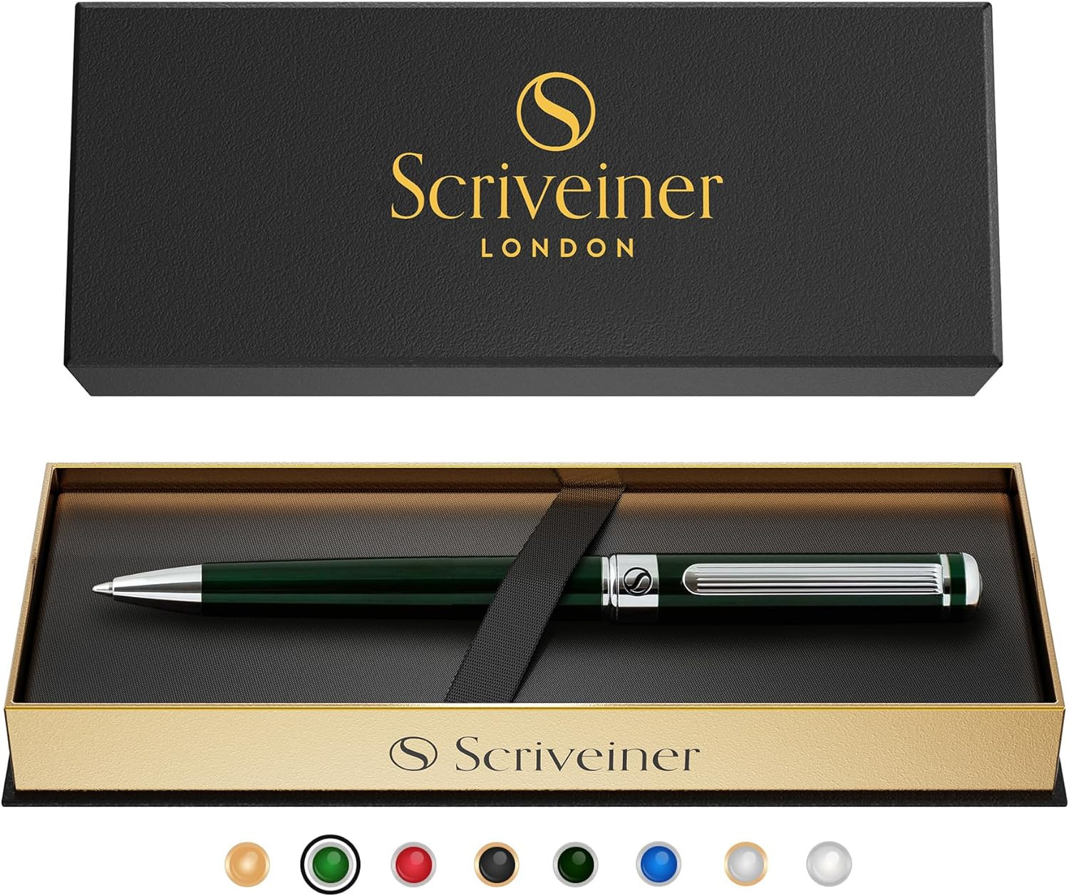Green Ballpoint Pen – Stunning British Racing Green Luxury Pen, Chrome Finish, S