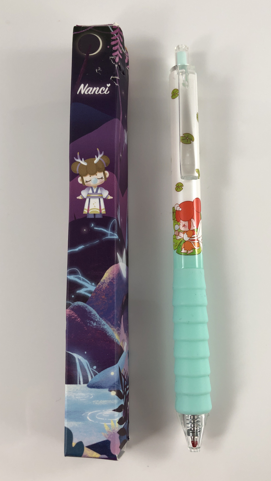 Shanghai M&G Stationary x Nanci Boxed Pen – Black Ink – 0.5mm Teal Rubber Grip