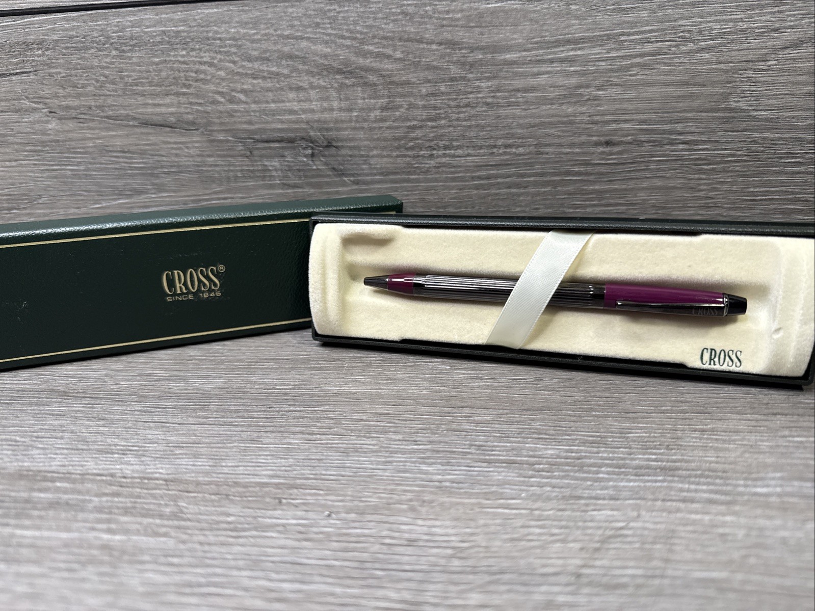 #312-6 Brand New Vintage (1996) Cross Metropolis Plum/Black Ballpoint Pen USA