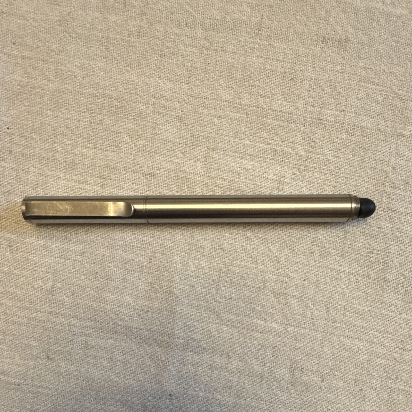 Solid Titanium Solid Titanium Ballpoint Pen with Stylus, Blue Ink, Titanium
