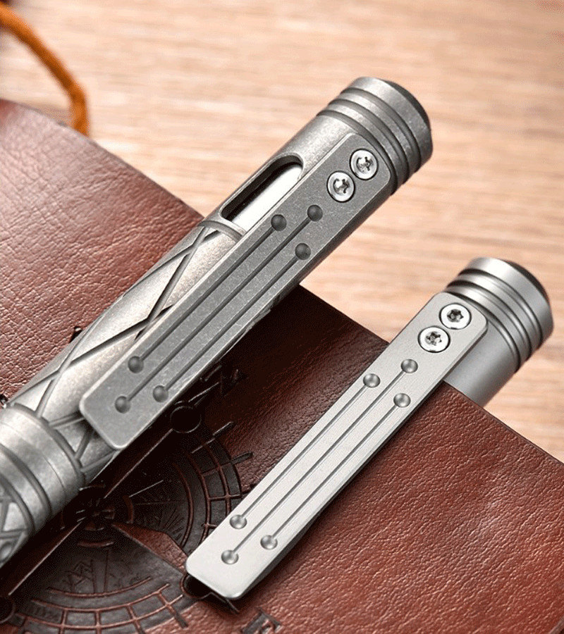 EDC Titanium Pocket Ball Pen Office Signature Working Stationery w/ 5 G2 Refills