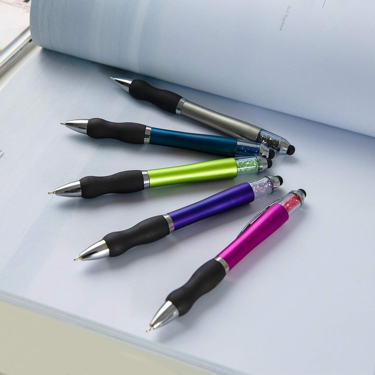 Ballpoint Writing Pens,8 Pack(5 Count+3 Refills) with Stylus Tips 1Mm Medium Poi