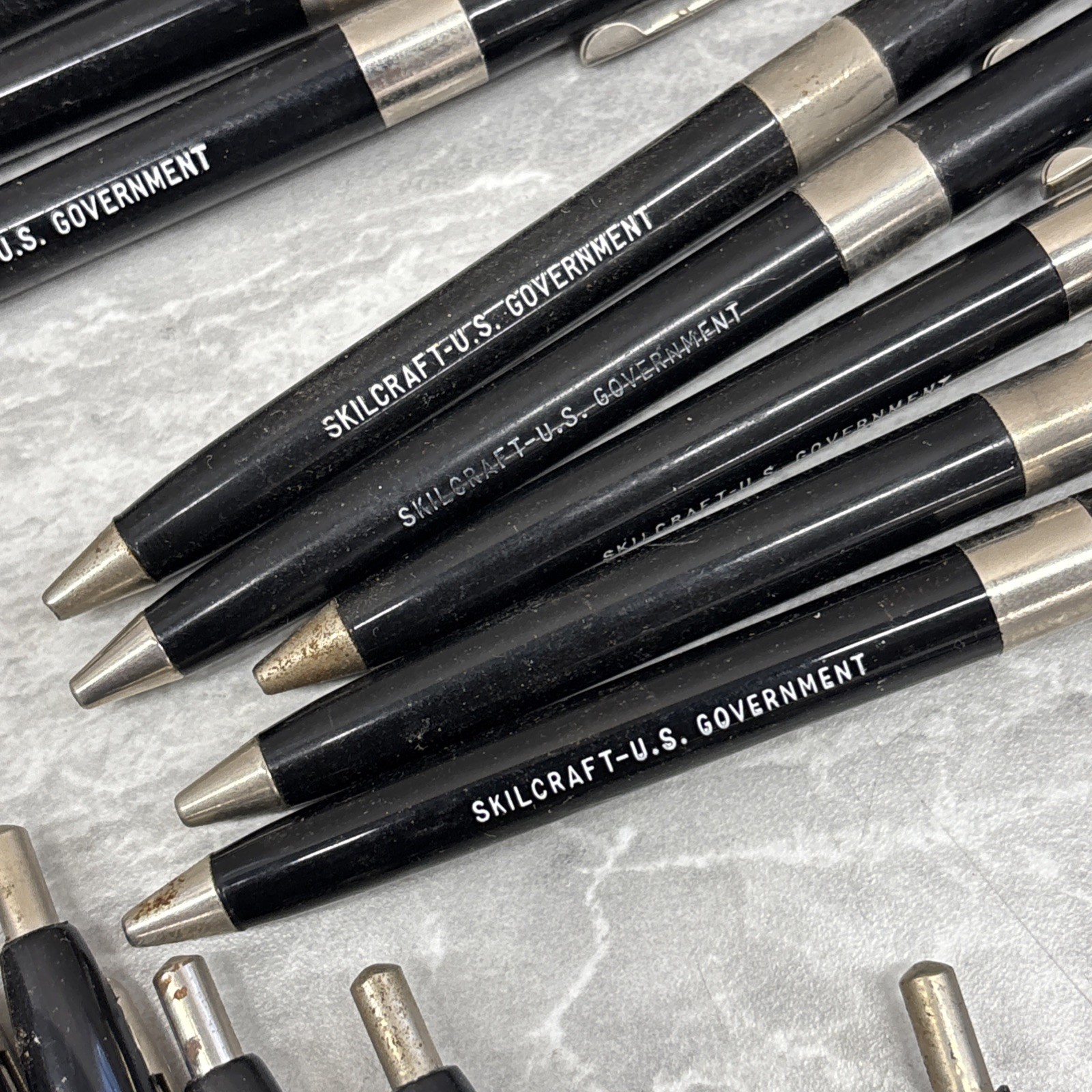 Lot 29 Vintage Skilcraft US Government Ball Pens Black Fine Retractable