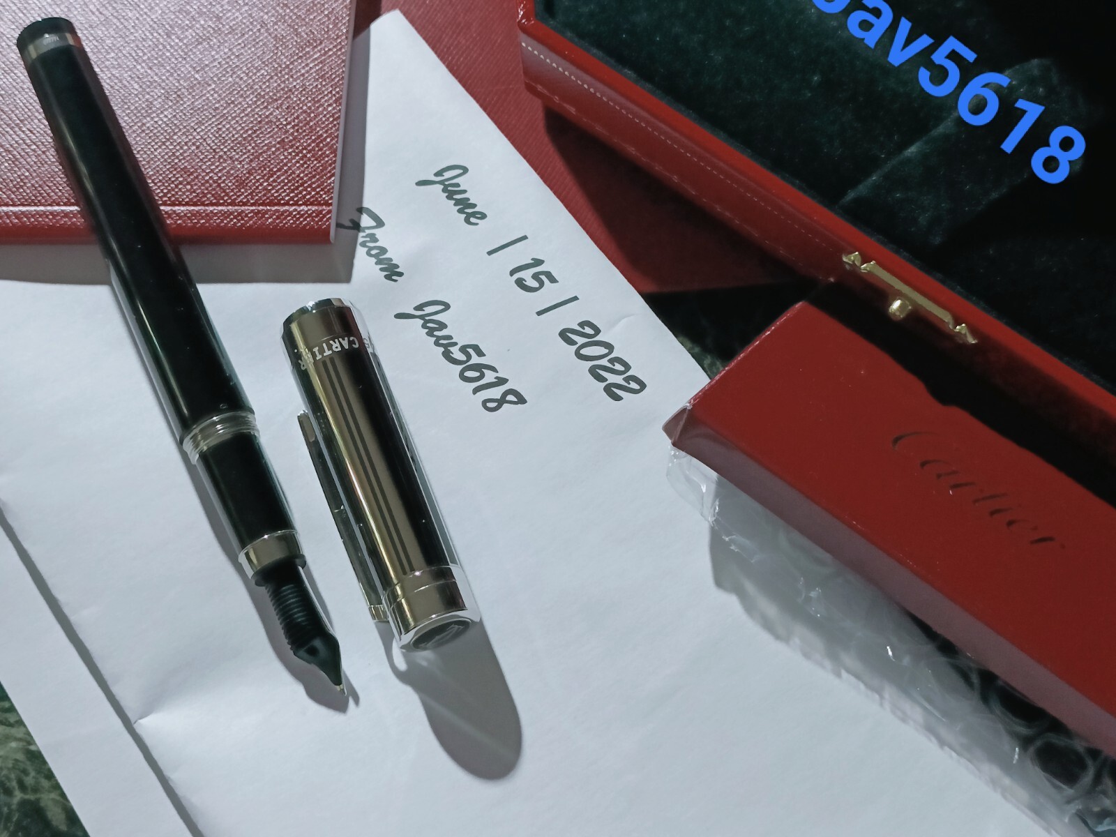 CARTIER PASHA FOUNTAIN PEN PLATINUM 18 kt GOLD NIB LOGO C BARCODE,ART,NEW, ♛♛♛♛
