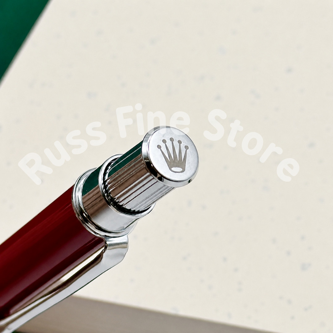Rolex Red & Chrome Ballpoint Pen With Box Rare VIP Gift Collectible