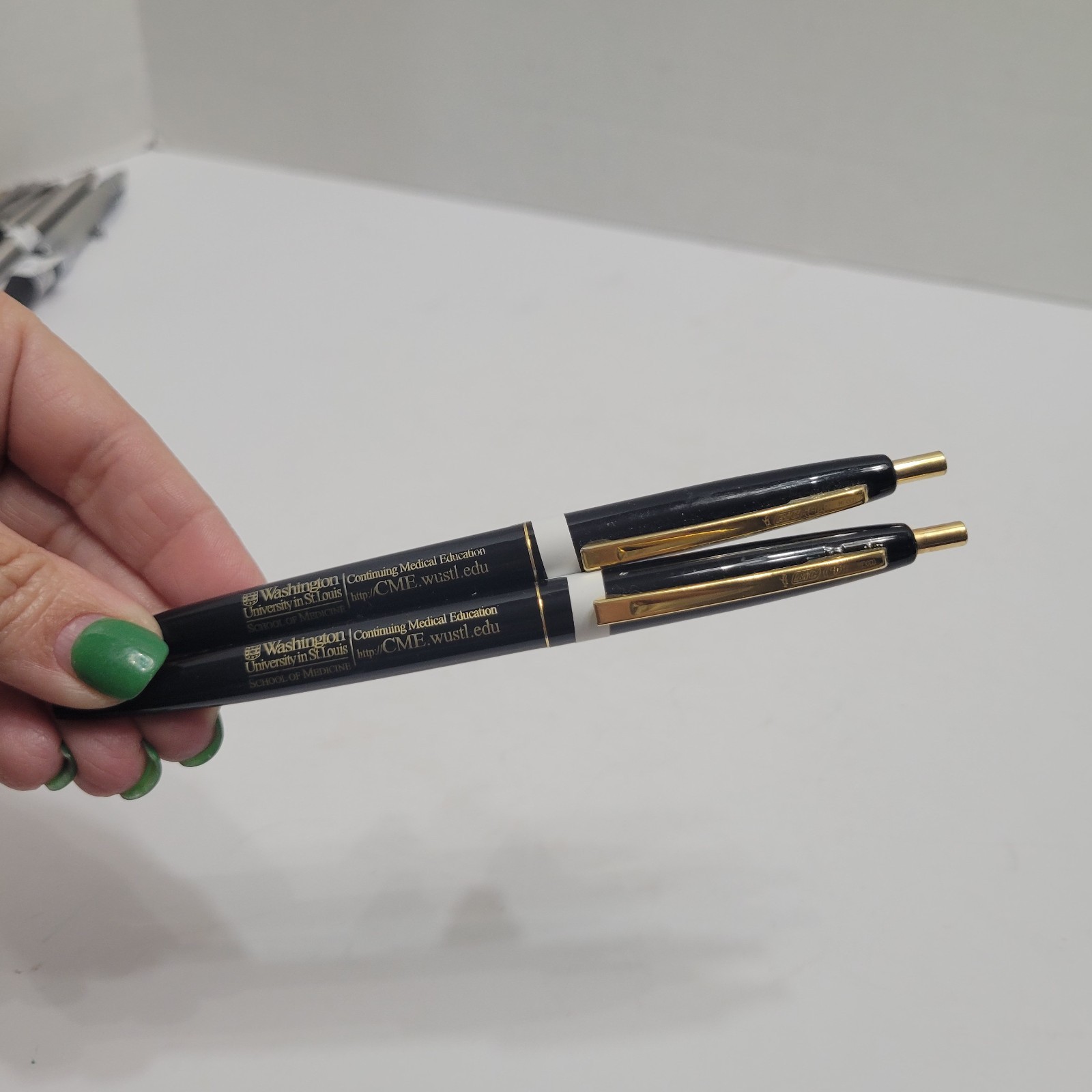 2 VTG Bic Clic Pen Washington University School Of Med Black W/Gold Trim Mexico