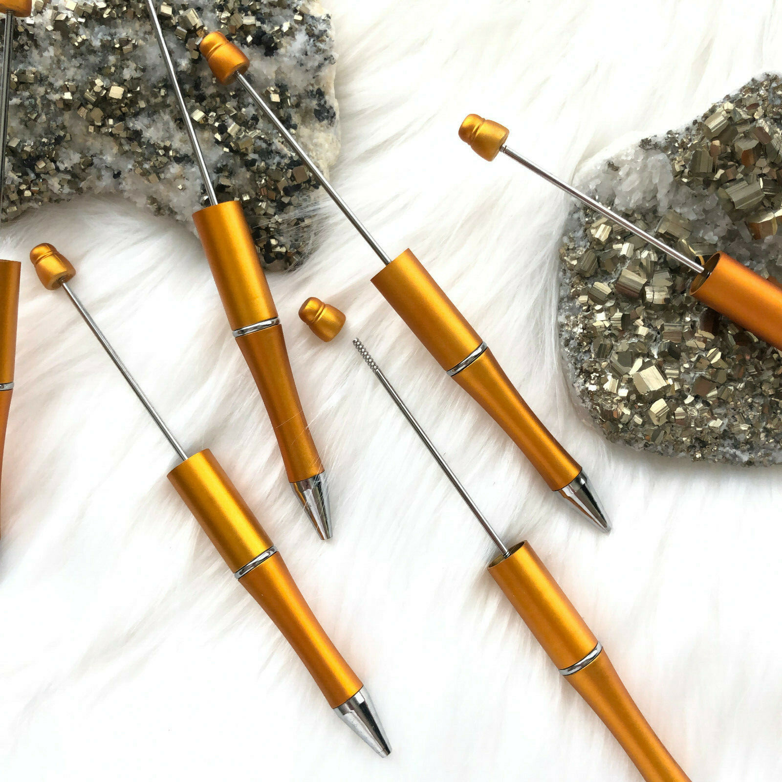 Beadable Plastic Pens Retractable Writing Instrument DIY Craft Beaded Pen Copper