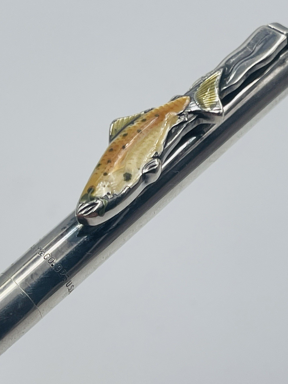 Tiffany & Co. Vintage Sterling Silver Enamel Fish Clip Ballpoint Pen