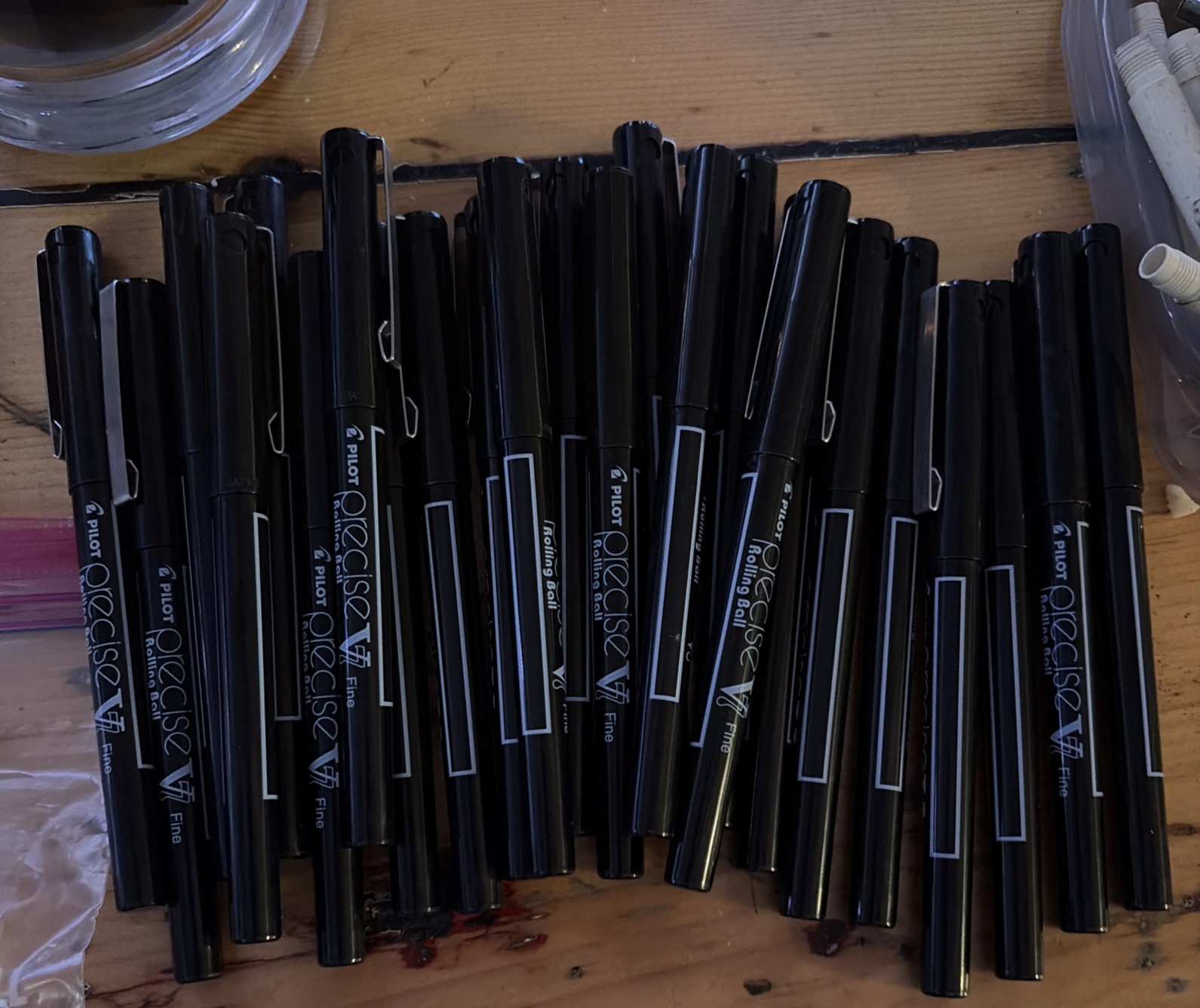 New Vintage Lot of 24 Pilot Precise V7 Stick Rolling Ball Pens Fine Point Ink