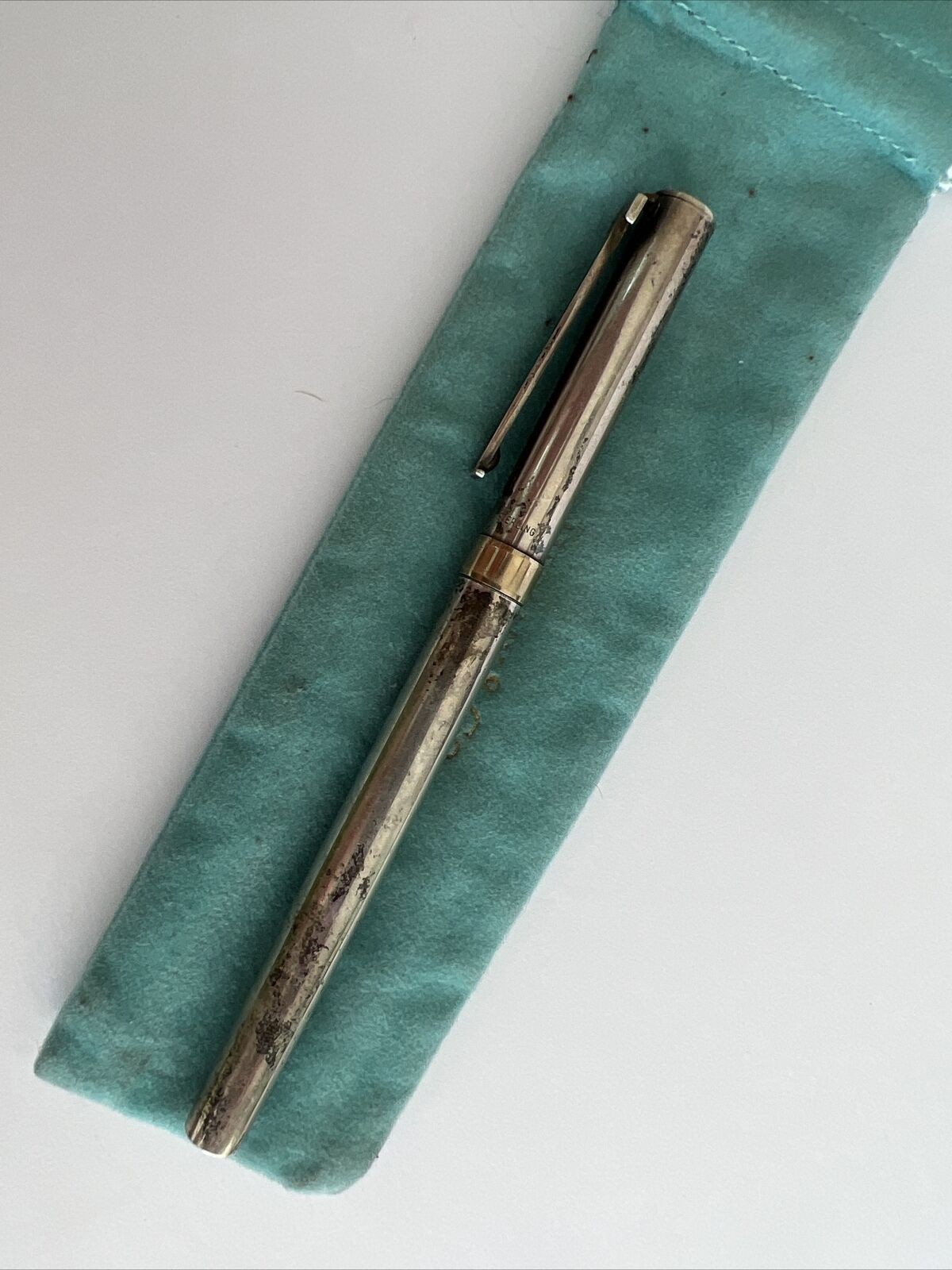 Vintage Tiffany & Co. «T» Clip 925 Sterling & 14K Gold Ink Pen Hallmarked (Z)